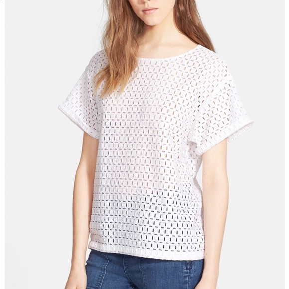 Frame Denim Tops - Frame Eyelet Shirt Square Lace Size L